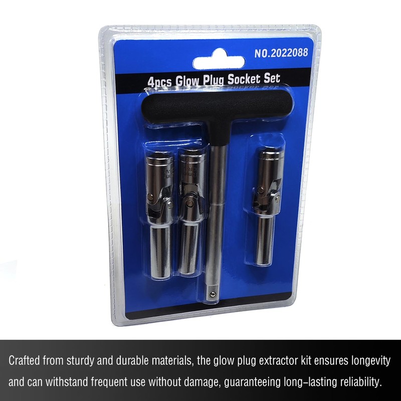 JEUCLEL 4PCS Glow Plug Socket Set with 3/8" Dr T-Bar,