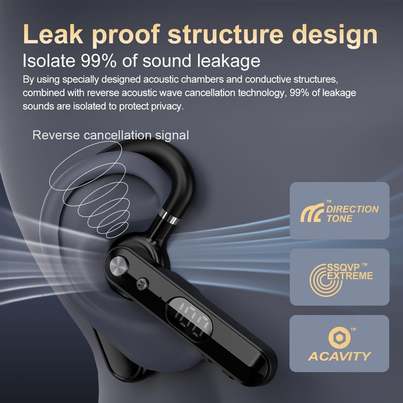 NVAHVA Single Bluetooth Phone Earpiece 48Hrs Earbud One Ear Piece