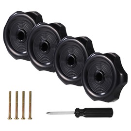 Lyreh 4 Pack RV Window and Vent Knob Replacement, 1" Shaft 2-1/4" Diameter Camper Trailer Window Crank Latch Turn Knob Interior Hardware Accessories with Screws, Screwdriver (Black)