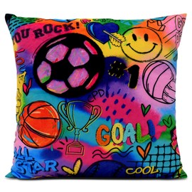 iscream + Corey Paige Designs Sporty Girl 14" Souvenir Autograph Pillow for Parties, Camp, Birthday Gifts and More!