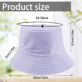 LUKIUP Fishing Hat Unisex Men Women 2 in 1 Reversible Summer Hat 100% Cotton Sun Hat Wide Brim Outdoor Sun Hat Flat Top Cap for Fishing Hiking Beach Sports, Light purple exterior and black interior