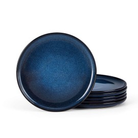Herogo 6-Piece Stoneware Small Dinner Plates Set, 7.9" Ceramic Round Dessert Plate Set, Double Reactive Glaze Large Dinnerware Plates for Kitchen, Microwave, Oven and Dishwasher Safe, Starry Blue