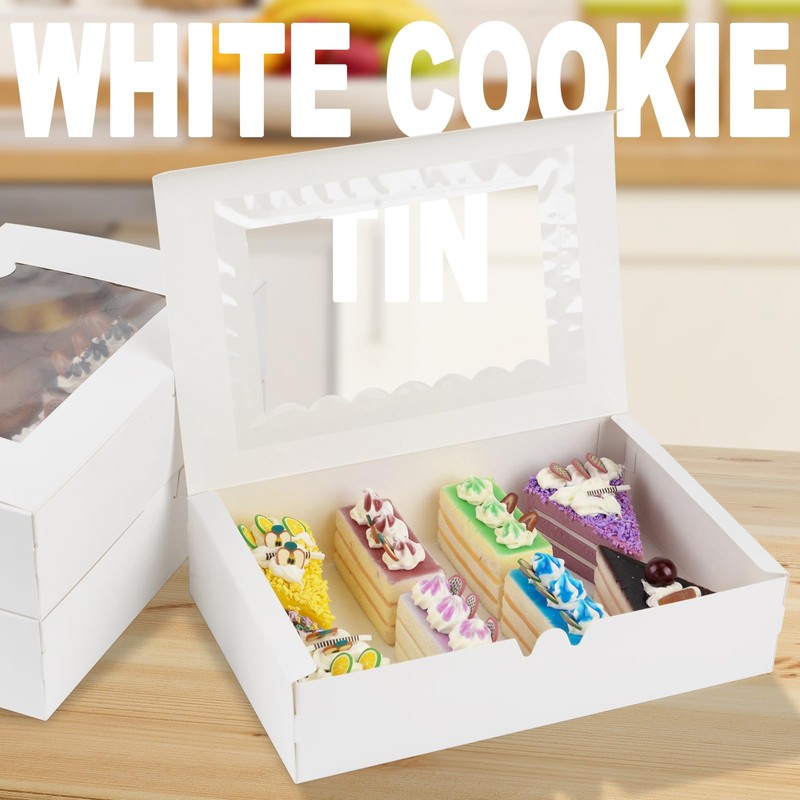 KEYIDO 20 Pack Cookie Boxes with Window, 8.5”×5.5”×2” Sweet Boxes
