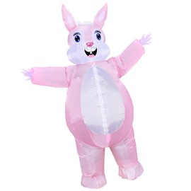 HIYAPATY Easter Bunny Costume Adult Rabbit Party Blow Up Costumes Suitable Men Women Cosplay Party,Pink