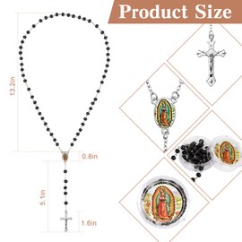 12 PCS Our Lady Of Guadalupe Black Bead Scented Rosaries For Baptism Gifts,Rosaries In Bulk For First Communion Party Favors Girls Boys,Rosarios Catolicos 12 Pack Para Recuerdos De Bautizo Para Niño