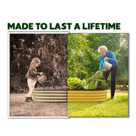 Plant & Plot Galvanized Raised Garden Beds Outdoor // 4×2×1 ft Planter Raised Beds for Gardening, Vegetables, Flowers (Yellow) // Large Metal Garden Box