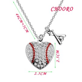 CHOORO Baseball Mom Gift Baseball Zircon Charm Necklace/Earring Baseball Team Jewelry Baseball Lovers Jewelry Baseball Coach Gift Baseball Player Gift (Baseball-necklace)