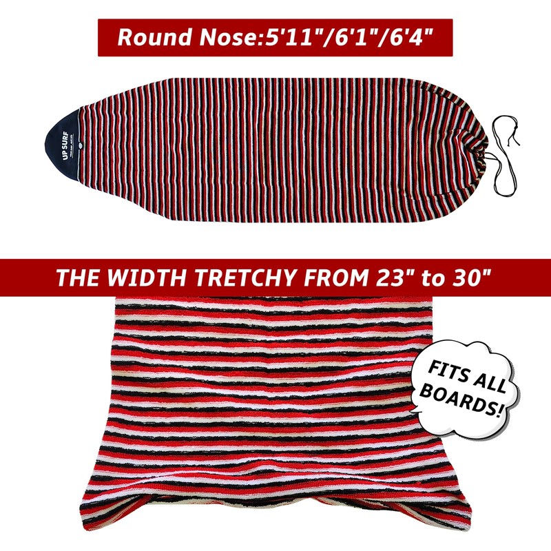 UPSURF 5'11"/6'1"/6'4"Surfnoard Sock Cover-Long Board Sock Cover Light Protective Bag