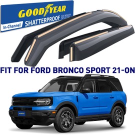 Goodyear Shatterproof in-Channel Window Deflectors for Ford Bronco Sport 2021-2026, Rain Guards, Window Visors for Cars, Vent Deflector, Car Accessories, 4 pcs - GY008094