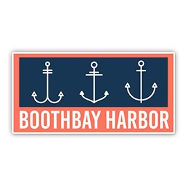 Squiddy Boothbay Harbor Maine Nautical Sailing Anchor - Vinyl Sticker (7" high)