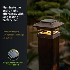 OPOIRA Wood Grain Solar Post Cap Lights, Dual-Core LED Fence Lights with Craftsman Design, 4 Pack Waterproof Outdoor Caps for 4x4 Wooden/Vinyl Post (Brown)