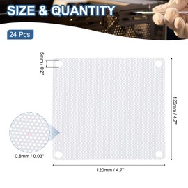 PATIKIL 120mm/4.7" PC Fan Dust Mesh, 24 Pack PVC Computer Cooler Dust Filter PC Case Dust Cover Grills for Computer Cooler Fan PC Case Dustproof, White