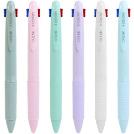 COLNK 4 Colours Retractable Ballpoint Pens 0.5,4 in 1 Multicolor Pens Fine Point,Every-Day Writing Pens with Extra Comfort Grip,Pack of 6