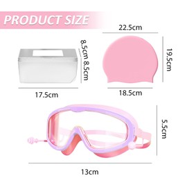 TYFGRT 1 Stück Kinderbrille, 1 Stück Schwimmbrillen-Aufbewahrungsbox, 1 Stück Badekappe, Kinderschwimmbrille, Mädchenbrille, wasserdichte Schutzbrille.