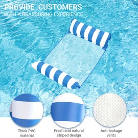 Pool Floats Adult - Upgraded Inflatable Mesh Floating Rafts, 4-in-1 Multi-Purpose Pool Float, Water Hammock Lounges Floaties for Parties Multi Colors Pink + Blue