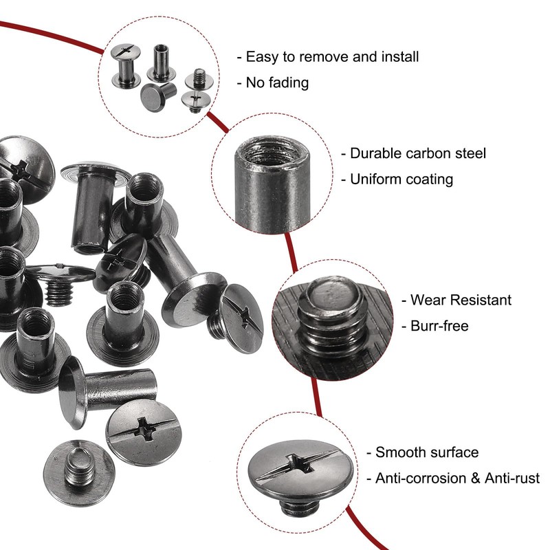 sourcing map 90 Sets Chicago Screw Rivets Metal Phillips Head