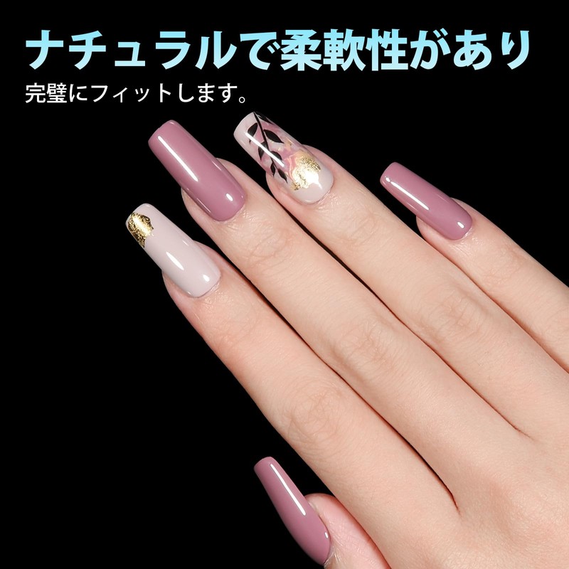 TOMICCA Nail Tips, Long Square, Pre-Sanded, 12 Sizes, Clear Tips,