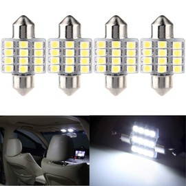 cciyu 31mm Festoon LED Bulbs DE3175 DE3022 DE3021 12-3528-SMD LED Interior Lights for Dome light Map light Glove Box light,4Pack White