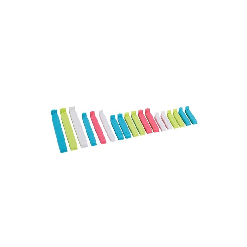 18pc Multicolour Plastic Food Bag Clips Set - 4 Sizes