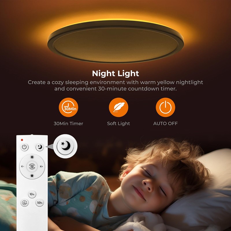Matane 15.4in LED Flush Mount Ceiling Light Fixture with Remote,
