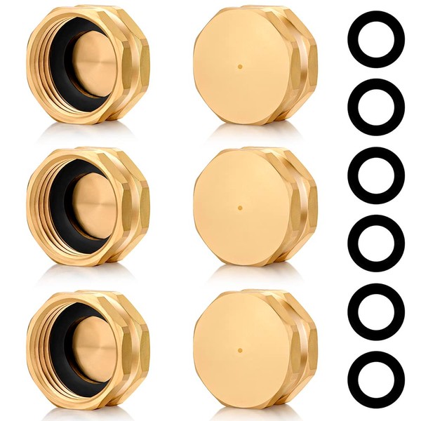 YELUN 3/4" Garden Hose End Caps,Brass Garden Hose Cap with
