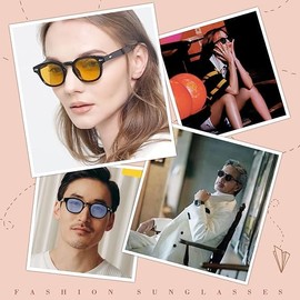 FEISEDY B2350 Wellington Sunglasses for Women, Men's, Square, Retro UV400, UV Protection, Small Face, Driving, Travel, Selfie, blue-yellow