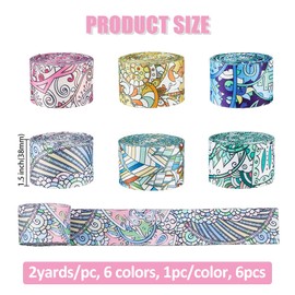 SUPERFINDINGS 6 Rolls Patterned Polyester Webbing 1.49 (1) cm Vintage Jacquard Ribbon Trim Colourful Webbing Boho Persian Tape for Seat Belt Bags 2 Yards/Roll