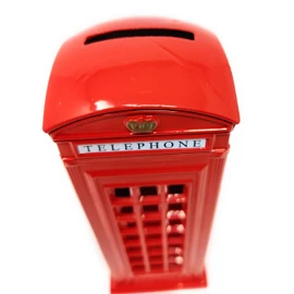 CRYSTAL CROWN London Telephone Booth Sculpture, Alloy Money Coin Spare Change Piggy London Street Red Telephone Booth Bank Souvenir Model Box Jar, 15cm