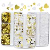 BIUDECO 3pcs Round Heart Butterfly Nail Art Glitter Sequins for