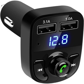 FM Bluetooth Transmitter for Car, Wireless Bluetooth Car Adapter Dual Port Car Bluetooth Adapter MP3 Player FM Transmitter Hands-Free Calling, Music Player Supports TF Card & USB Disk.