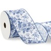 Generic AnyDesign Floral Wired Edge Ribbon Blue Flower Craft Ribbon