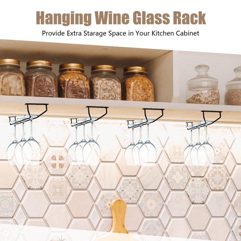 Yetene 9 Pack 14 Inch Black Wine Glass Rack Hanging