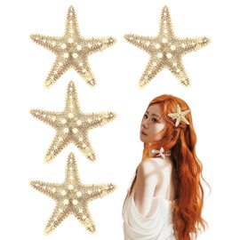 4 Stück Seestern Haarspangen, Strand Seestern Haarnadel Meerjungfrau Haarschmuck Meerjungfrau Accessoires Damen