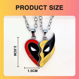 Bettinay 2PCS Half Heart Best Friend Necklace, 2PCS Keyring Bff with Patterns Ornament