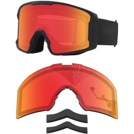 MYCOURAG Anti-fog Ski Goggles Replacement Lenses&Nose Pads for Oakley Line Miner L OO7070 Snow Goggle - Torch