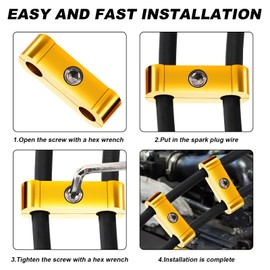 Aitruman Spark Plug Wire Separator Divider Kit for 8mm 9mm 10mm Wire,Fixed and Organized The Engine Wires-Gold 12PCS