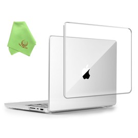 UESWILL Compatible with 2021 2022 2023 2024 MacBook Pro 16 inch M1 M2 M3 M4 Pro Max Chip Model A3403 A3186 A2485 A2780 A2991 Glossy Crystal Clear Case Cover + Microfiber Cloth, Transparent