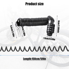 JINXIAN Pack of 2 Zinc Alloy Combination Lock 150 cm / 59 Inches Cable Lock with 4 Digit Bicycle Lock Combination Lock Made of Zinc Alloy Black for Bicycles Luggage Helmets