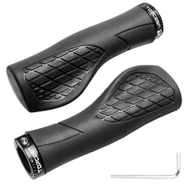 TOPCABIN Bicycles Handlebar Grips, Aluminum Lock-on Ergonomic Bike Grips, Cushion Vibrations Comfort Bike Handlebar Grips, Mountain MTB BMX Bicycles Grips for Scooter (Ergonomic Rubber(Black))