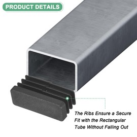 M METERXITY 10-Pack Tubing End Caps, 1.5 x 1/2 Inch Plastic Rectangle Hole Plugs Inserts for Chair Leg/Bar Stool/Fitness Equipment, Chair Glides Fence Plug Floor Protectors