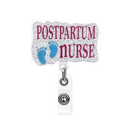 ANDGING Nicu Badge Reel Holder Postpartum Nurse Labor and Delivery Nursing Badge Reels Retractable for Nurses Glitter Acrylic Medical Badge Clip RN LPN CNA LVN Cute ID Card Accessories Nurse Gifts