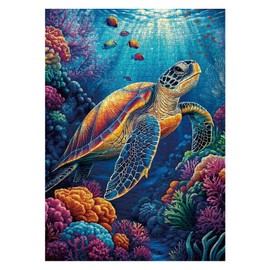 Sea Turtle Puzzle for Adults 1000 Pieces, Colorful Ocean Landscape Jigsaw Puzzle, Fish Sea Animal Marine Puzzle