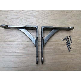 Ironmongery World Pair Of Cast Iron Penny End Rustic Shelf Bracket Wall Support Books Storage (5")