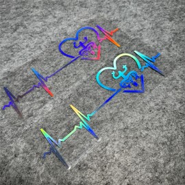 Car Styling Stickers for Frog Heart Beat PR Love Puerto Rico Puerto Rican Flag Tape Auto Tail Window Body Decoration Decal Applique Waterproof 2PCS (15x5cm, Laser)