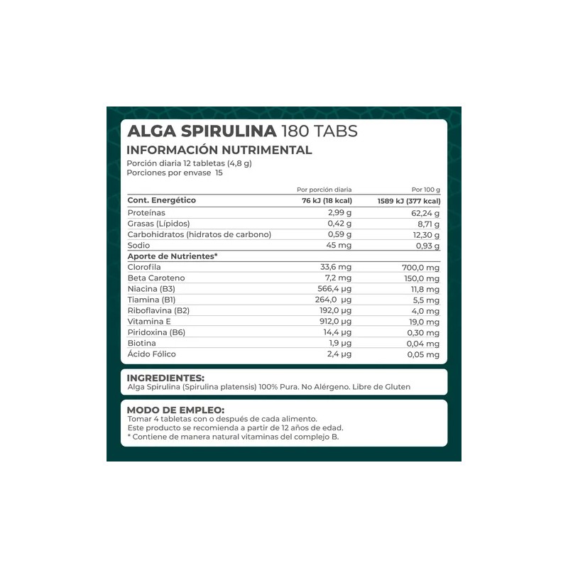 Suplemento Alga Spirulina (180 Tabletas) - Pronat