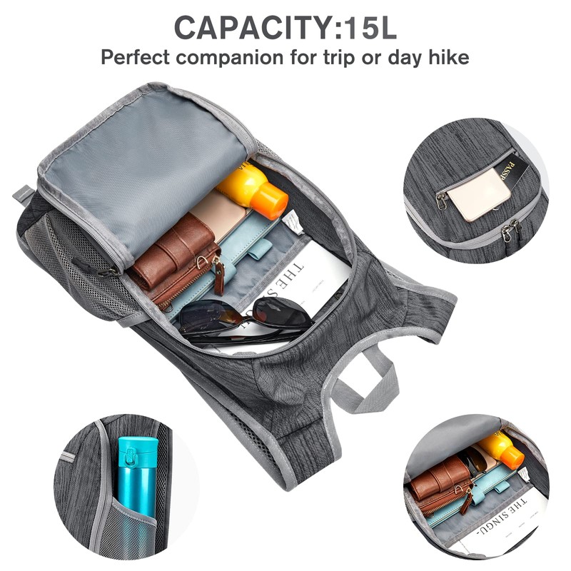 G4Free Small Backpack 10/15/20L Foldable Lightweight Hiking Backpack Women Men,