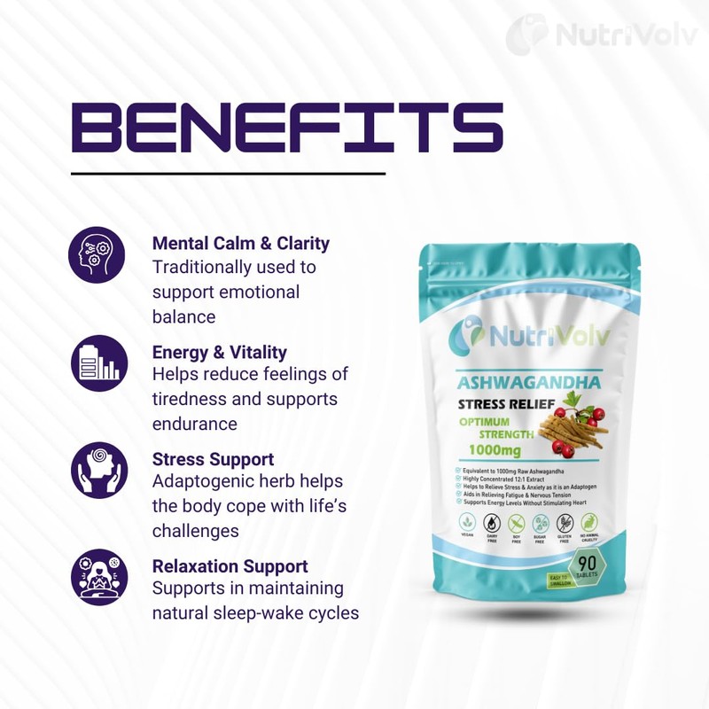 Ashwagandha 1000mg – 90 Vegan Tablets | High Strength Extract