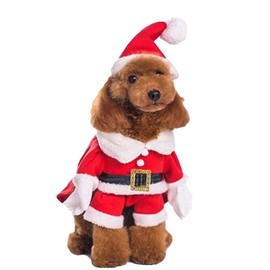 NACOCO Pet Christmas Costumes Dog Suit with Cap Santa Claus Suit Dog Hoodies Cat Xmas Costumes (Red, XXXL)