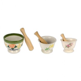 Ceramic & Stone Mortar and Pestle Set for Sesame Grinding Mini Mortar Large