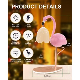 CODOGOY Fragrance Candle Warmer Flamingo Lamp with Timer, Dimmable, Halogen, Polished, Pink, for Home Decor 6.69 x11 x15.35 in, 2580LM